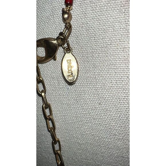 Chico’s necklace contemporary red gold tone acrylic seed beads graduated - Picture 5 of 5